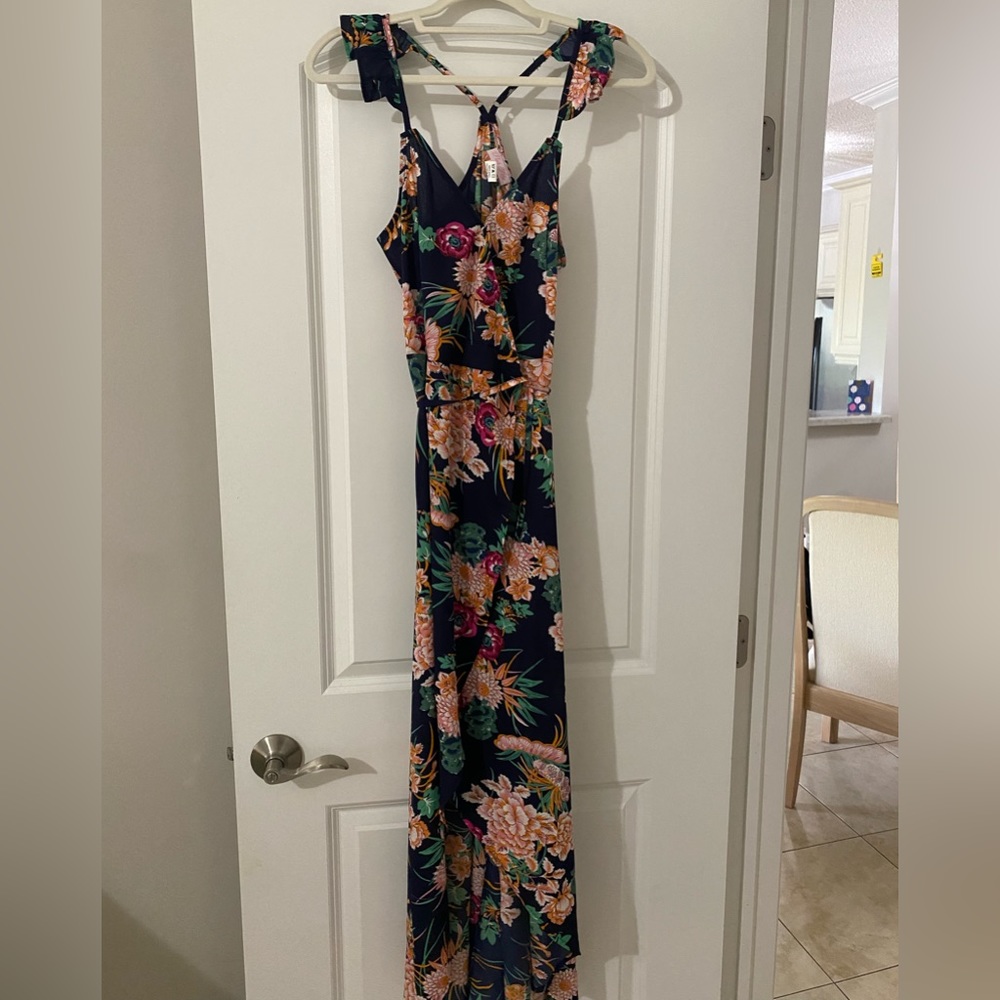 Pink Lily High-Low Maxi Dress - Take Me To Paradise Navy Floral Maxi Dress
